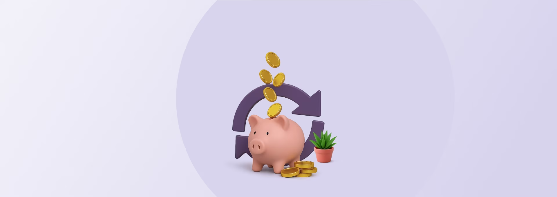 Lợn đất với những đồng xu rơi ra và mũi tên xoay vòng – tượng trưng cho việc tái tài trợ và tổ chức tài chính.